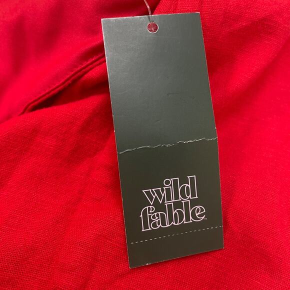 Wild Fable Women's Linen Lace Tie Back Summer Midi Slip Dress Red Size 16 - Picture 6 of 6